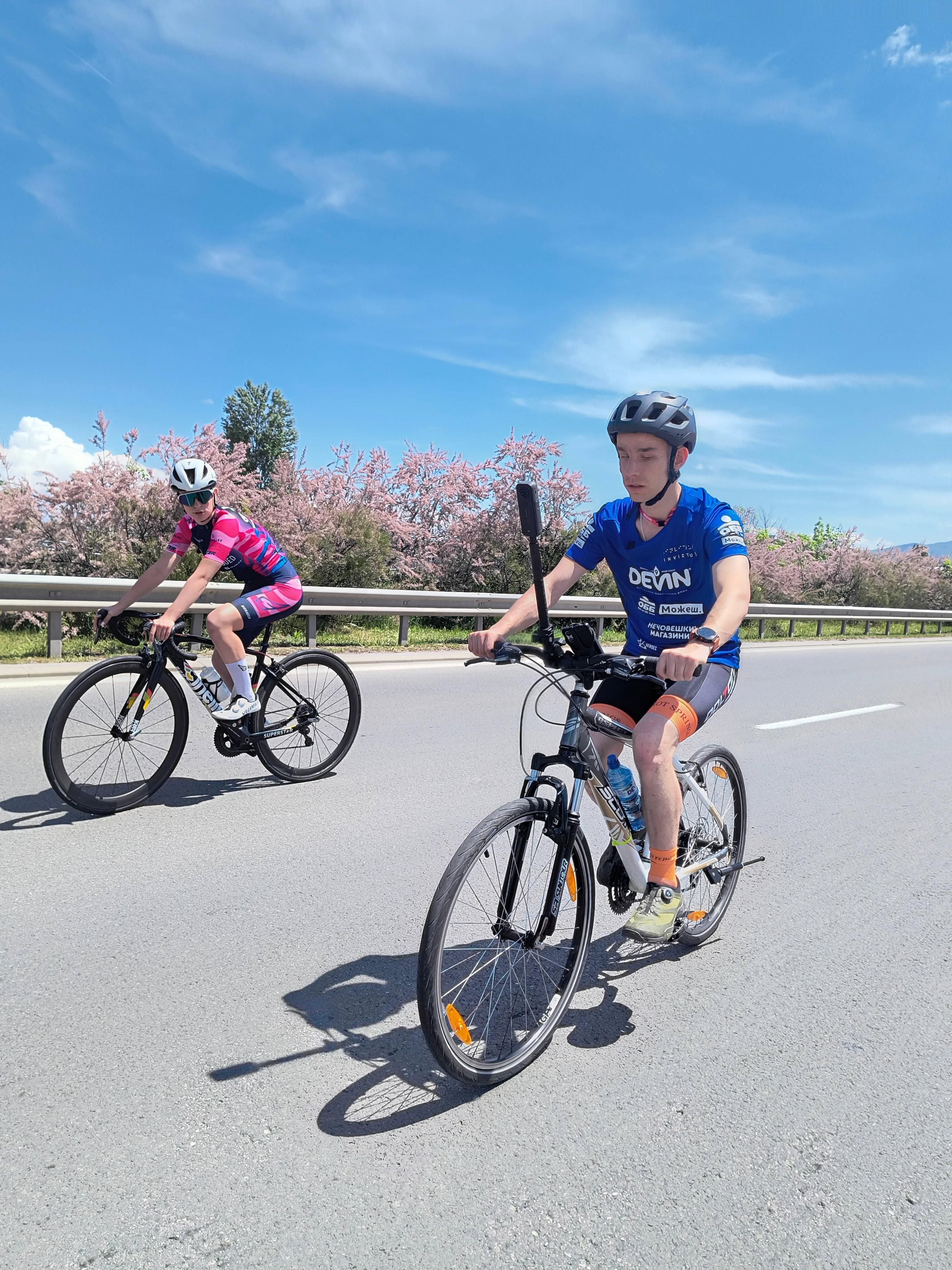 Victor Asenov rides along the closed-off Tsarigradsko Shose ahead of the Giro d’Italia in Sofia.